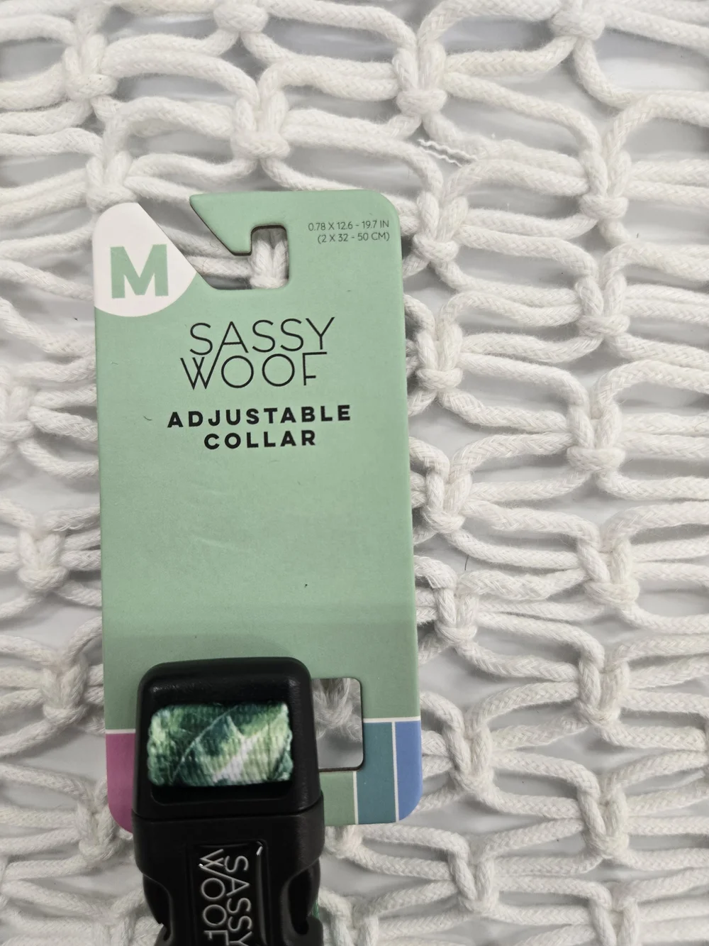 Sassy Woof Green Leaf Print Adjustable Dog Collar - MEDIUM